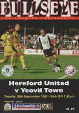 Hereford United v Yeovil Town 18-Sep-2001