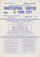 Hartlepool United v York City 12-Mar-1983