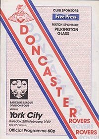 Doncaster Rovers v York City 28-Feb-1989