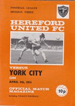 Hereford United v York City 06-Apr-1974