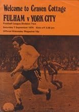 Fulham v York City 07-Sep-1974