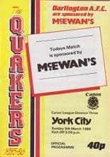 Darlington v York City 09-Mar-1986