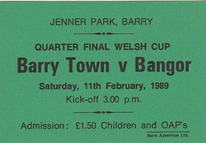 Barry Town v Bangor City    11-Feb-1989