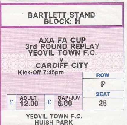 Yeovil Town v Cardiff City    12-Jan-1999