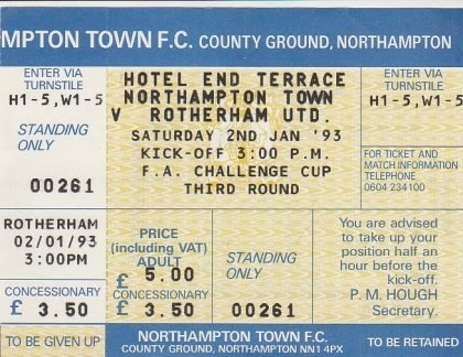 Northampton Town v Rotherham United   02-Jan-1993
