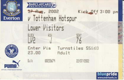 Everton v Tottenham Hotspur 17-Aug-2002