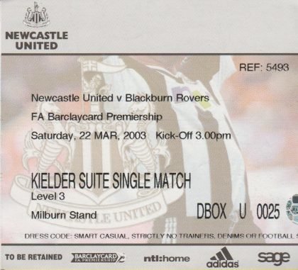 Newcastle United v  Blackburn Rovers  22-Mar-2003