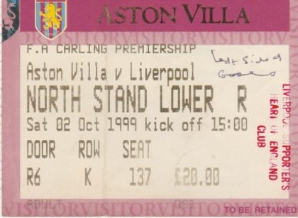 Aston Villa v Liverpool  02-Oct-1999