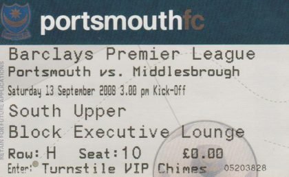 Portsmouth v Middlesbrough  13-Sep-2008