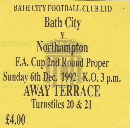 Bath City v Northampton Town  06-Dec-1992