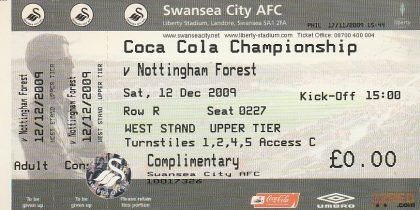 Swansea City v Nottingham Forest  12-Dec-2009