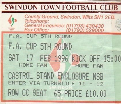Swindon Town v Southampton  17-Feb-1996