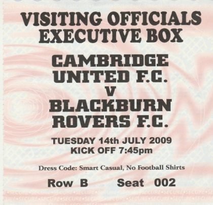 Cambridge United v Blackburn Rovers   14-Jul-2009