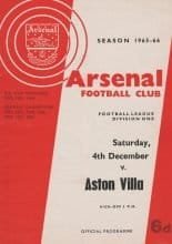 Arsenal v Aston Villa 04-Dec-1965