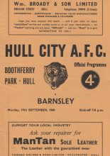 Hull City v Barnsley  19-Sep-1960