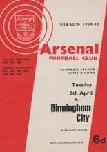 Arsenal v Birmingham City 06-Apr-1965