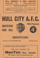 Hull City v Brentford 19-Nov-1960