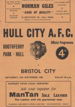 Hull City v Bristol City    17-Nov-1962