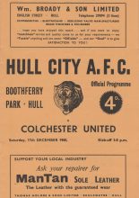 Hull City v Colchester United 17-Dec-1960
