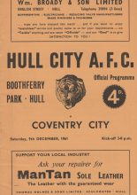 Hull City v Coventry City  09-Dec-1961