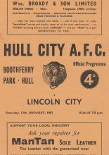 Hull City v Lincoln City 13-Jan-1962