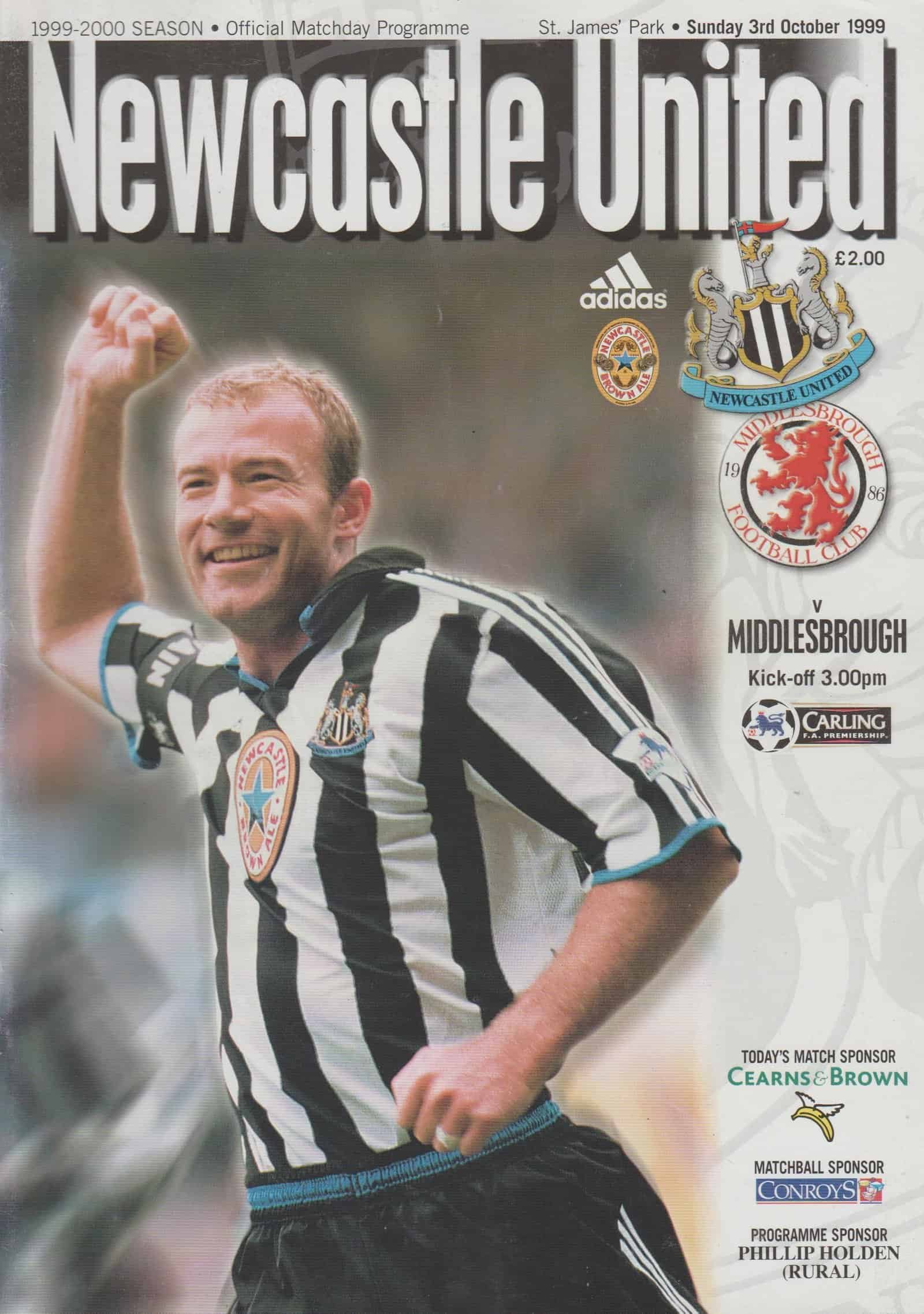 Newcastle United v Middlesbrough 03-Oct-1999