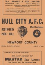 Hull City v Newport County 22-Aug-1960