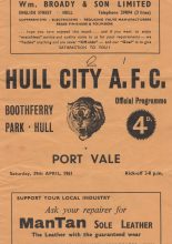 Hull City v Port Vale  29-Apr-1961