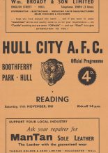 Hull City v Reading 11-Nov-1961