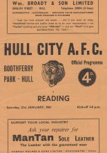 Hull City v Reading 21-Jan-1961