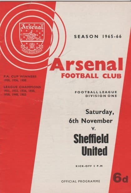 Arsenal v Sheffield United 06-Nov-1965