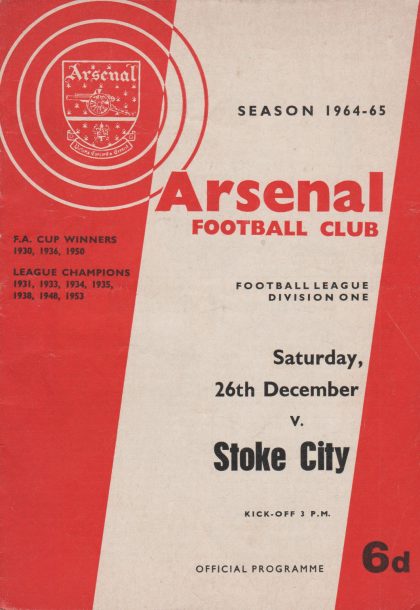 Arsenal v Stoke City 26-Dec-1964