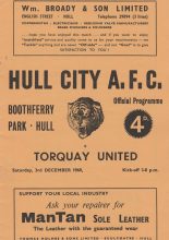 Hull City v Torquay United   03-Dec-1960