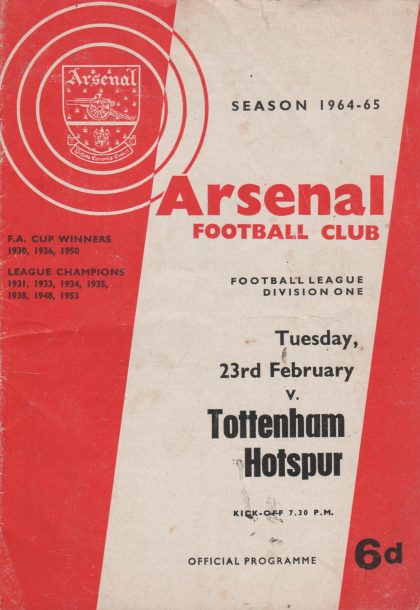Arsenal v Tottenham Hotspur 23-Feb-1965
