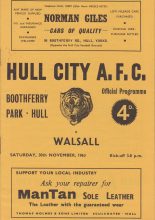 Hull City v Walsall  30-Nov-1963