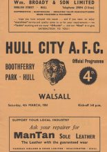 Hull City v Walsall  04-Mar-1961