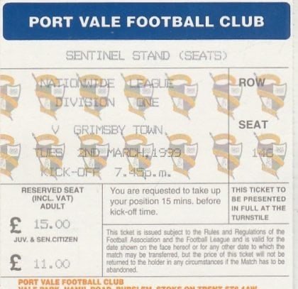 Port Vale v Grimsby Town    02-Mar-1999
