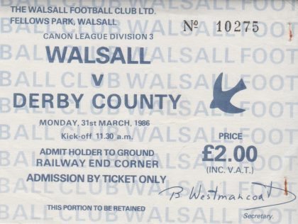 Walsall v Derby County  31-Mar-1986
