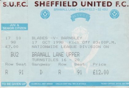 Sheffield United v Barnsley  17-Oct-1998
