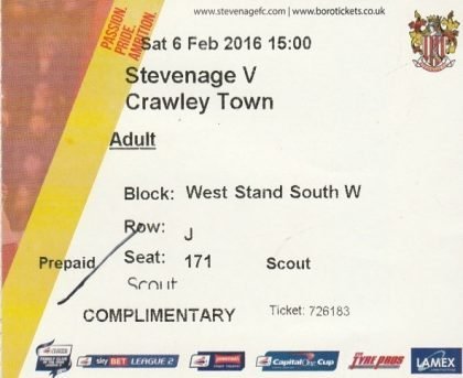 Stevenage v Crawley Town    06-Feb-2016
