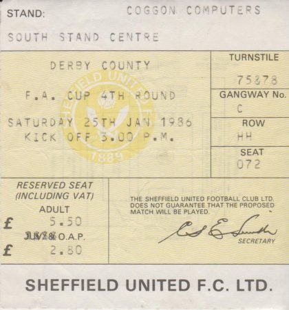 Sheffield United v Derby County  25-Jan-1986