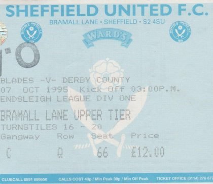 Sheffield United v Derby County  07-Oct-1995