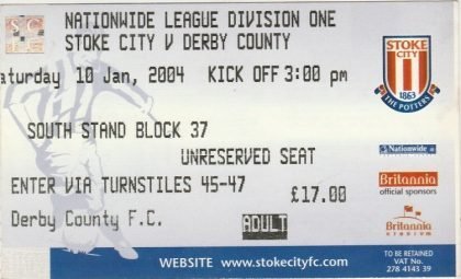 Stoke City v Derby County   10-Jan-2004