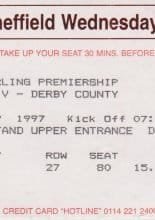 Sheffield Wednesday v Derby County  24-Sep-1997