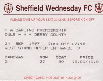 Sheffield Wednesday v Derby County  24-Sep-1997