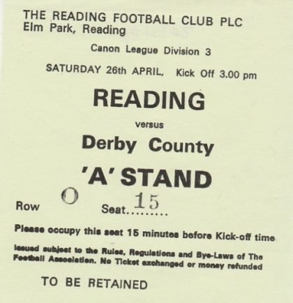 Reading v Derby County   26-Apr-1986