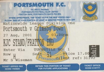 Portsmouth v Grimsby Town   27-Aug-2001