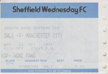 Sheffield Wednesday v Manchester City   23-Oct-1991
