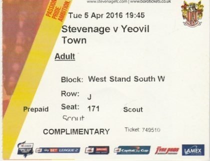 Stevenage v Yeovil Town   05-Apr-2016