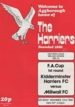 Kidderminster Harriers v Millwall   22-Nov-1980
